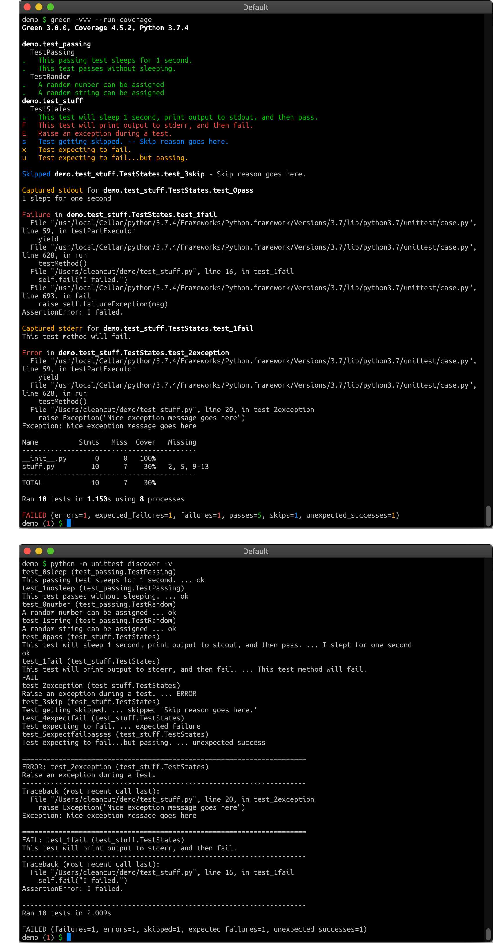 Python Unit Test Output