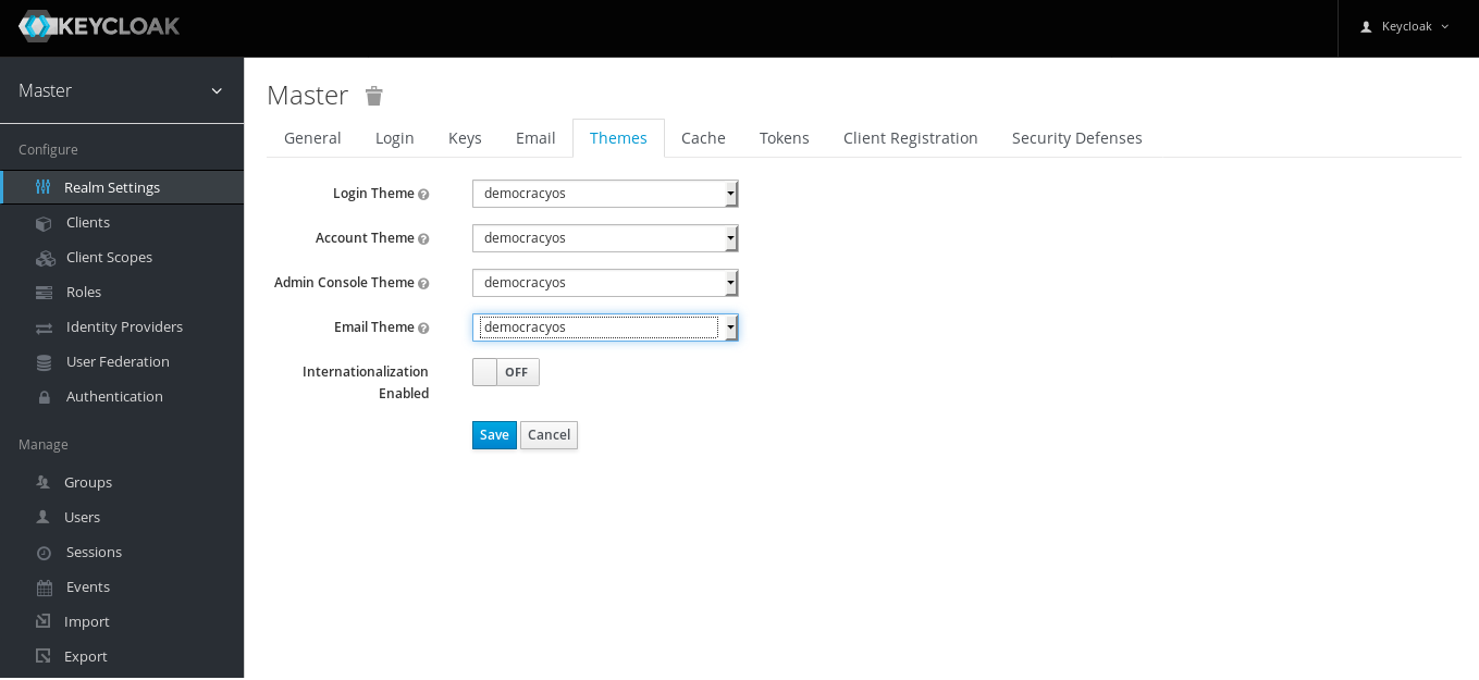 Keycloak theme configuration