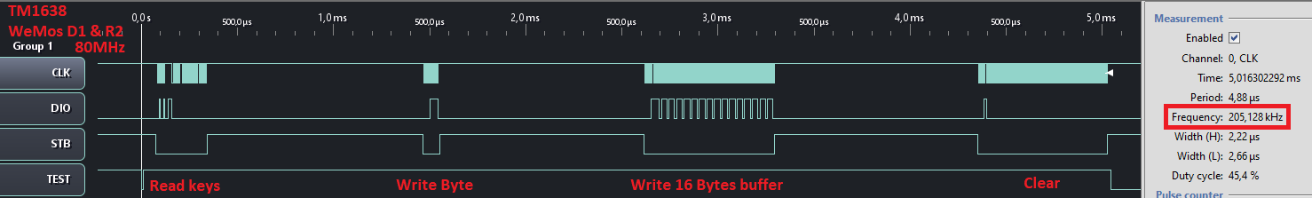 TM1638 WeMos D1 & R2 40MHz timing