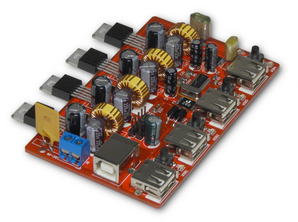 Prototype version of 4-port USB hub.