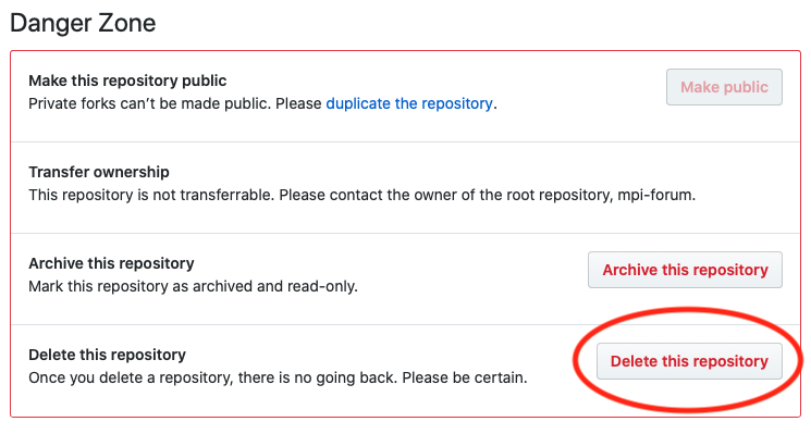 Repository Delete Button